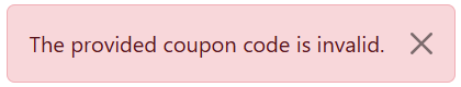 screenshot of bookstore with error message for invalid or expired coupon